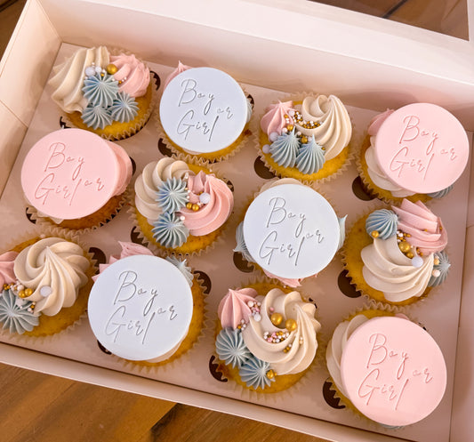 12 Gender Reveal Cupcakes